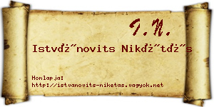 Istvánovits Nikétás névjegykártya